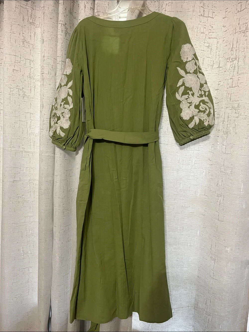 Mestiza Olive Green Embroidered Midi Dress - Picture 5 of 7